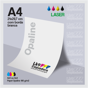 Impressão Opaline 180g - A4 (LASER) Opaline 180g 21X29,7 cm 4X0, 4X4  Só frente ou frente e verso LASER